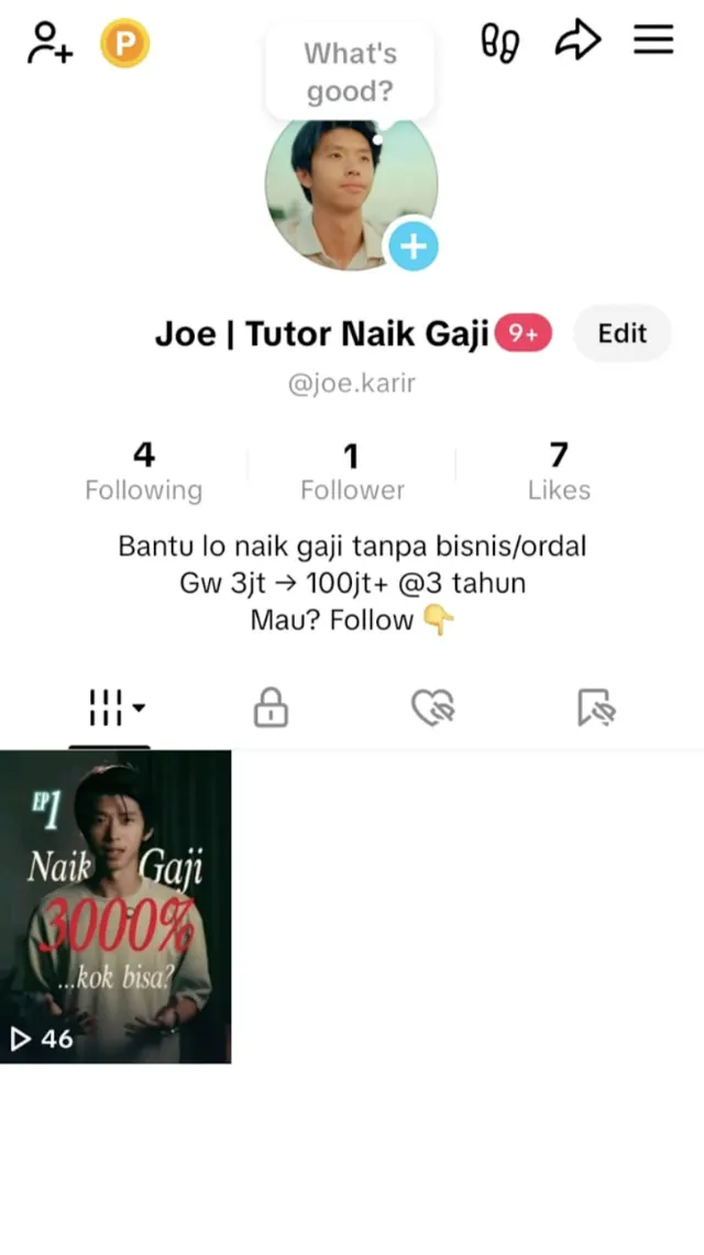 Profile awal TikTok @joe.karir